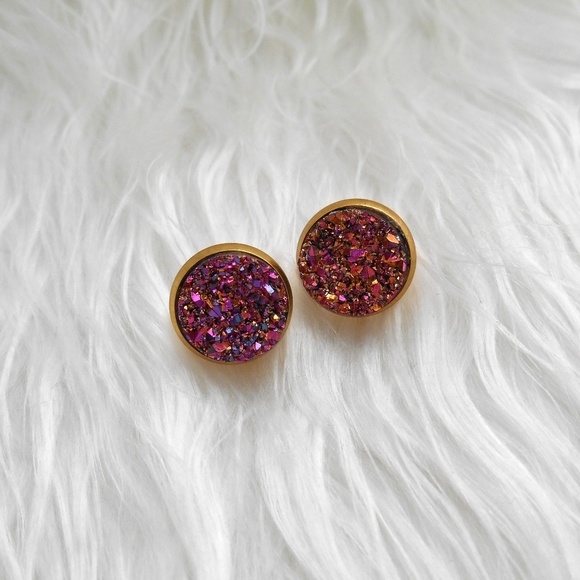 🆕️ Gold Druzy Earrings - Picture 1 of 3